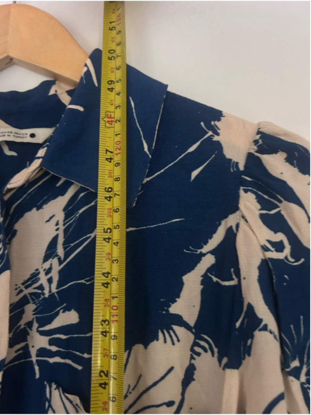 Zara bloggers favourite Blue & Ivory Abstract Print Shirt Dress Size XS - Picture 8 of 11
